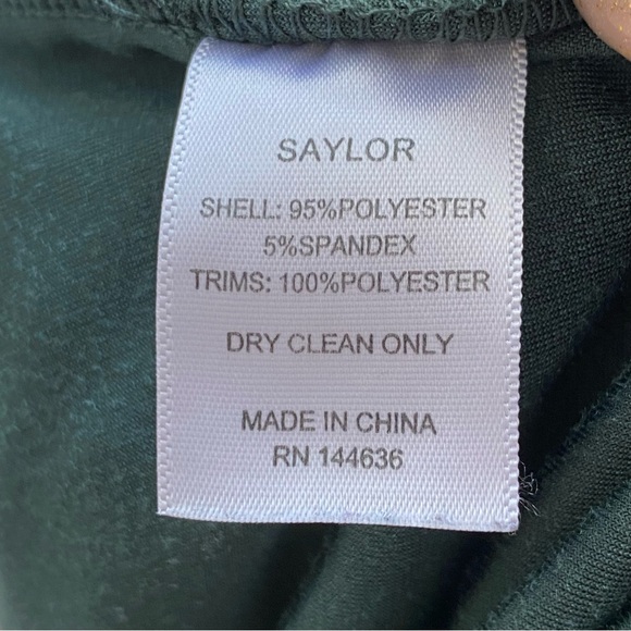 SAYLOR GREEN VELVET LONG SLEEVE DRAPE MINI DRESS - Picture 7 of 9